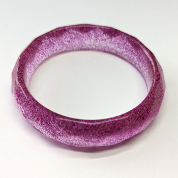 Hot Pink Glitter Slip-on Bangle Resin Bracelet - Image 4