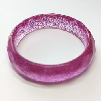 Hot Pink Glitter Slip-on Bangle Resin Bracelet - Image 2