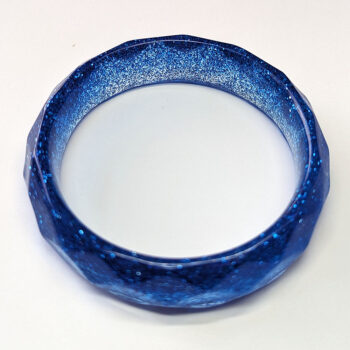 Royal Blue Glitter Slip-on Bangle Resin Bracelet - Image 4