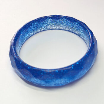 Royal Blue Glitter Slip-on Bangle Resin Bracelet - Image 2