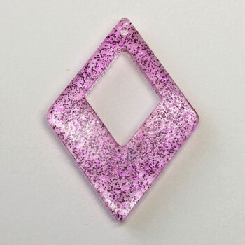 Hot Pink Glitter Medium Double Diamond Resin Pendant