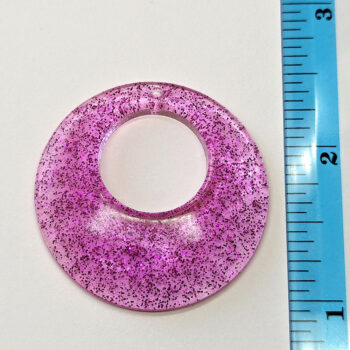 Hot Pink Glitter Large Double Circle Round Resin Pendant - Image 2