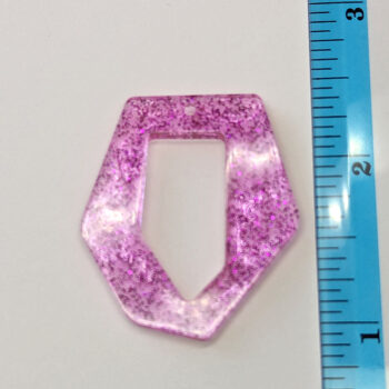 Hot Pink Glitter Medium Irregular Shape Resin Pendant - Image 2