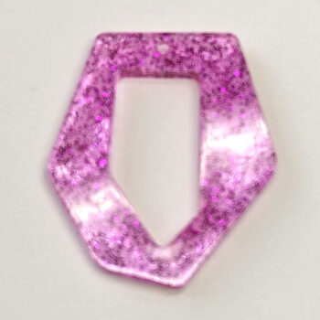 Hot Pink Glitter Medium Irregular Shape Resin Pendant