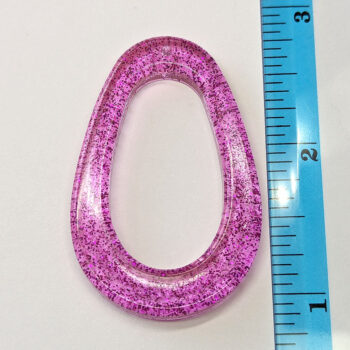 Hot Pink Glitter Large Double Teardrop Resin Pendant - Image 2