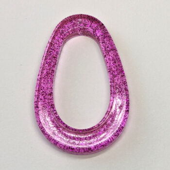 Hot Pink Glitter Large Double Teardrop Resin Pendant