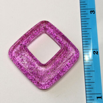 Hot Pink Glitter Medium Double Square Resin Pendant - Image 2