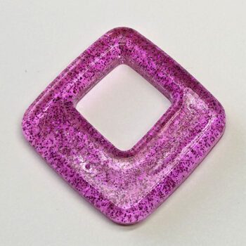 Hot Pink Glitter Medium Double Square Resin Pendant