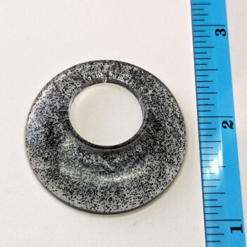 Black Glitter Large Double Circle Round Resin Pendant - Image 2