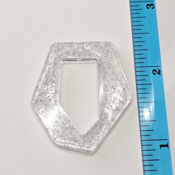 Silver Glitter Medium Irregular Shape Resin Pendant - Image 2