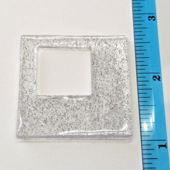 Silver Glitter Large Double Square Resin Pendant - Image 2