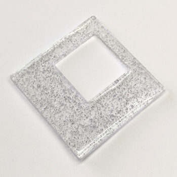 Silver Glitter Large Double Square Resin Pendant