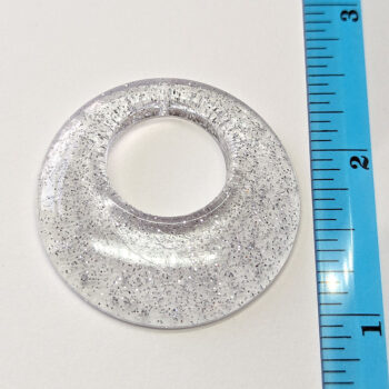 Silver Glitter Large Double Circle Round Resin Pendant - Image 2