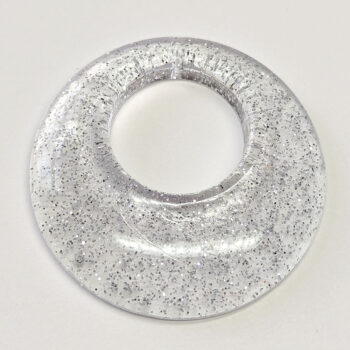 Silver Glitter Large Double Circle Round Resin Pendant