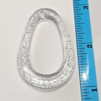 Silver Glitter Large Double Teardrop Resin Pendant - Image 2