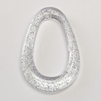 Silver Glitter Large Double Teardrop Resin Pendant