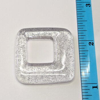 Silver Glitter Medium Double Square Resin Pendant - Image 2