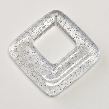 Silver Glitter Medium Double Square Resin Pendant