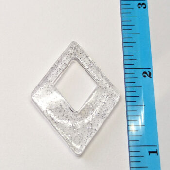 Silver Glitter Medium Double Diamond Resin Pendant - Image 2