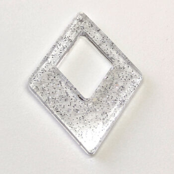 Silver Glitter Medium Double Diamond Resin Pendant