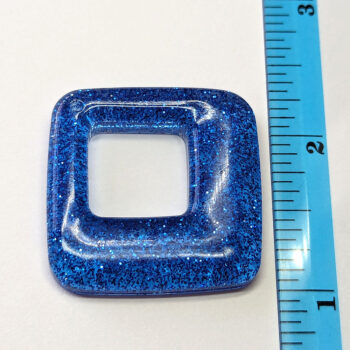 Royal Blue Glitter Medium Double Square Resin Pendant - Image 2