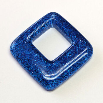 Royal Blue Glitter Medium Double Square Resin Pendant