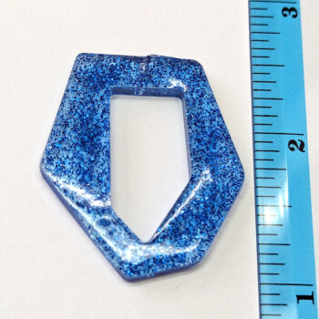 Royal Blue Glitter Medium Irregular Shape Resin Pendant - Image 2