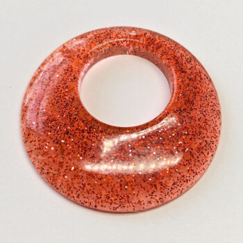 Red Orange Glitter Large Double Circle Round Resin Pendant