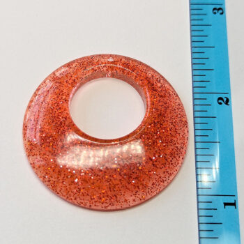 Red Orange Glitter Large Double Circle Round Resin Pendant - Image 2