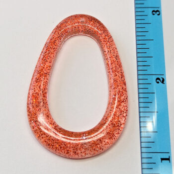 Red Orange Glitter Large Double Teardrop Resin Pendant - Image 2