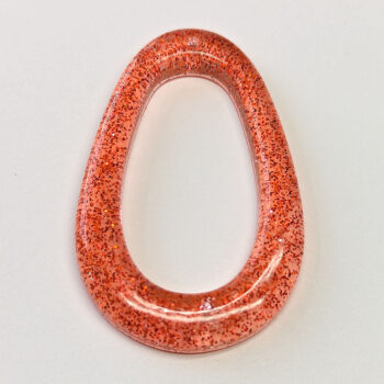 Red Orange Glitter Large Double Teardrop Resin Pendant