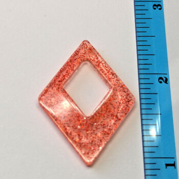 Red Orange Glitter Medium Double Diamond Resin Pendant - Image 2