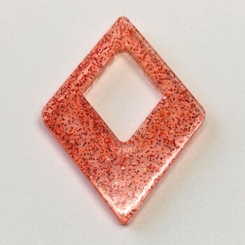 Red Orange Glitter Medium Double Diamond Resin Pendant