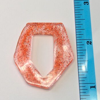 Red Orange Glitter Medium Irregular Shape Resin Pendant - Image 2