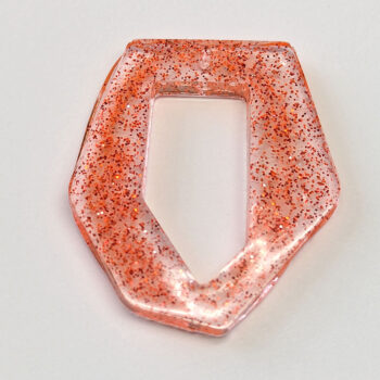 Red Orange Glitter Medium Irregular Shape Resin Pendant