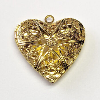 Gold Hollow Filigree Heart Locket Pendant