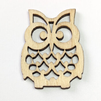 Hollow Owl Laser Cut Natural Wood Pendant