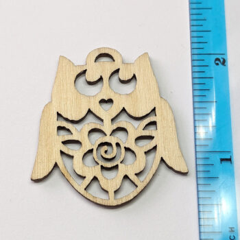 Owl With Flower Laser Cut Natural Wood Pendant - Image 2