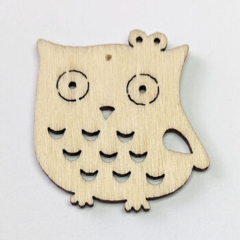 Cute Owl With Bow Laser Cut Natural Wood Pendant