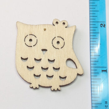 Cute Owl With Bow Laser Cut Natural Wood Pendant - Image 2