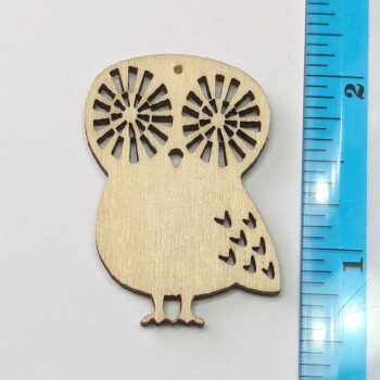 Cute Owl With Big Eyes Laser Cut Natural Wood Pendant - Image 2