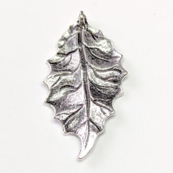 Detailed Leaf Pendant Antique Silver - Image 2