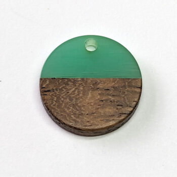 Green Round Circle Resin Geometric Wood Pendant