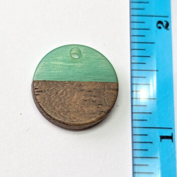 Green Round Circle Resin Geometric Wood Pendant - Image 2