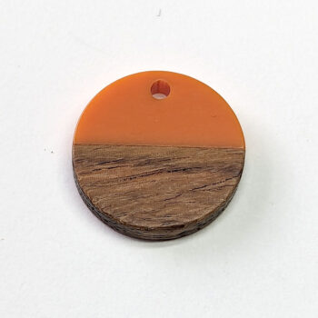 Orange Round Circle Resin Geometric Wood Pendant