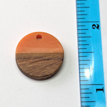 Orange Round Circle Resin Geometric Wood Pendant - Image 2