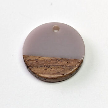 Mauve Round Circle Resin Geometric Wood Pendant