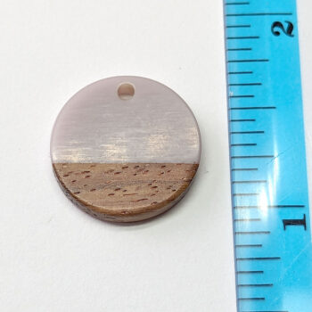 Mauve Round Circle Resin Geometric Wood Pendant - Image 2