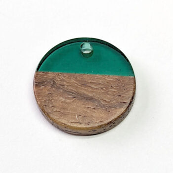 Dark Green Round Circle Resin Geometric Wood Pendant