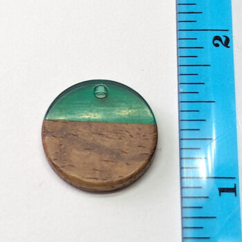 Dark Green Round Circle Resin Geometric Wood Pendant - Image 2